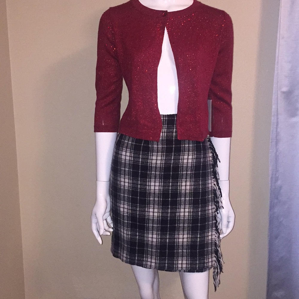 Women plaid fringe skirt size 6P